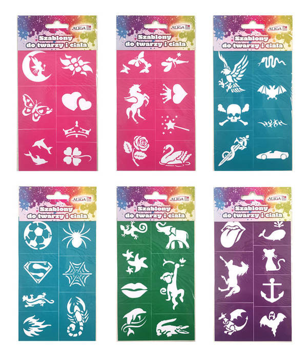 Szablony do tatuaży brokatowych ZESTAW 7 szt. mix