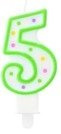 Świeczka urodzinowa "5" kropeczki zielona
