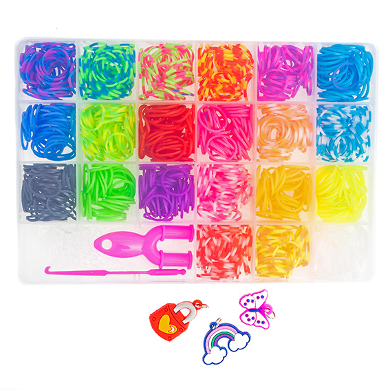 Bransoletki Gumki kolorowe zestaw w pudełku z akcesoriami