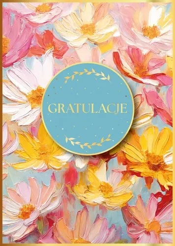 Kartka okolicznościowa z kwiatami GRATULACJE