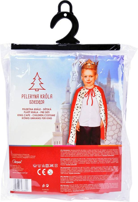 Dziecięca Peleryna Króla Królewska z futerkiem 56 cm