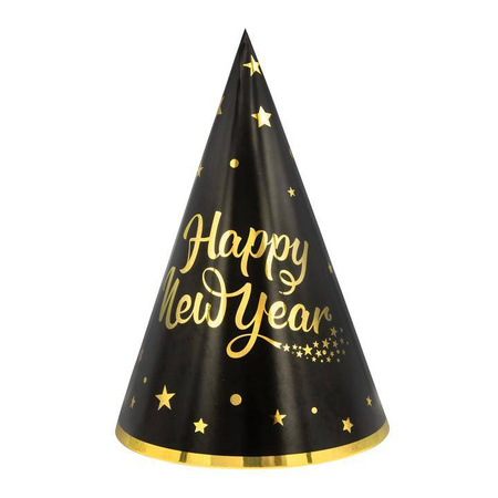 Czapeczki papierowe Happy New Year Sylwester 6 szt.