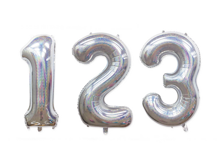 BALON foliowy CYFRA 100 cm HOLOGRAFICZNA brokat