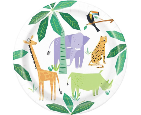 Talerzyki papierowe Dżungla Safari 23 cm 8 szt.