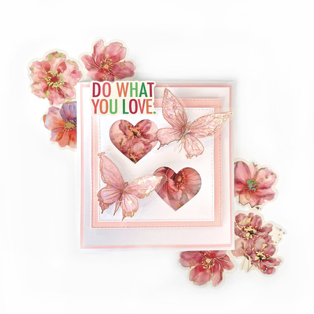 Naklejki połyskujące KWIATY folia PET 20 SZT - PINK BLUSH