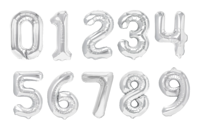 BALON foliowy CYFRA 100 cm SREBRNA