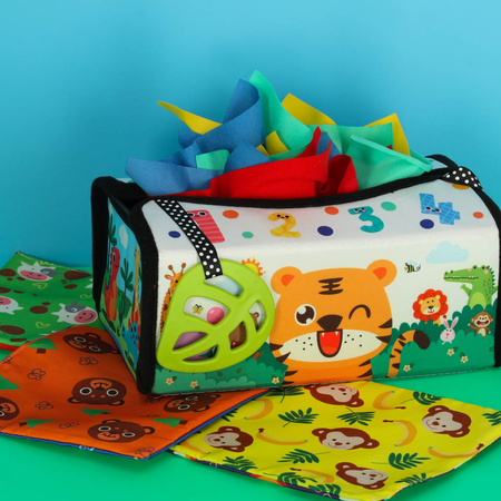 Sorter pudełko z chusteczkami sensoryczne montessori mata 2w1