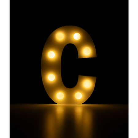 Świecąca Litera LED "C" Light Letter, drewniana biała 17x12 cm
