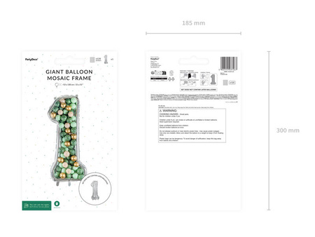 Szablon Forma foliowa do balonów cyfra 1 srebrna, 126 cm