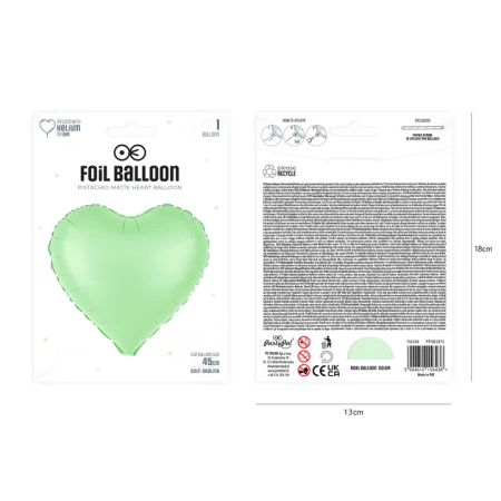 Balon foliowy serce satynowe matowe 18 cali miętowe