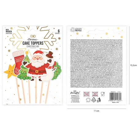Dekoracja ciasta - pikery toppery świąteczne - Boże Narodzenie 6 szt.