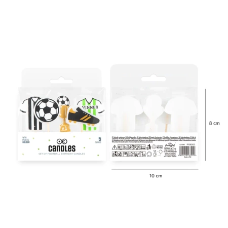 Świeczki urodzinowe na tort Football Piłka nożna 5 szt