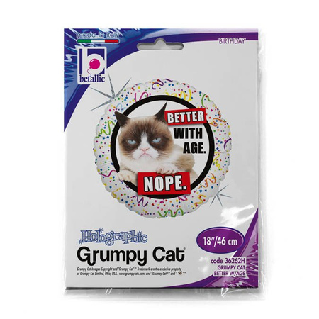 Grumpy Cat Kot okrągły balon foliowy na urodziny 18"