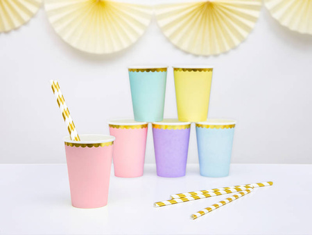 Kubeczki jednokolorowe papierowe złoto-różowe 220 ml 6 szt.