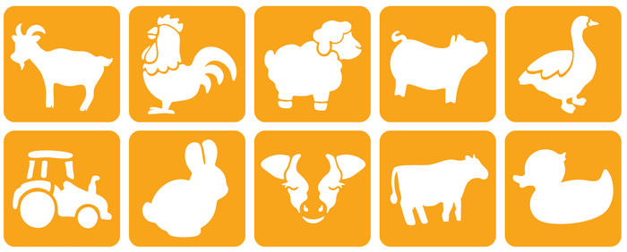 Szablony do tatuaży brokatowych ZESTAW 10 szt. mix Farma