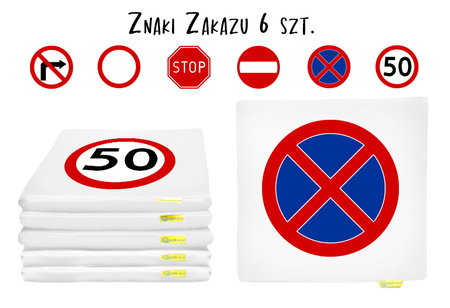 Poduszka kwadratowa znak Zakaz SKRĘTU W PRAWO 1 szt. - OUTLET - skaza nadruku