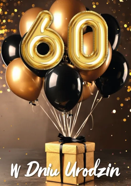 Kartka urodzinowa 60- ste urodziny trójwymiarowa 3D 1 szt.