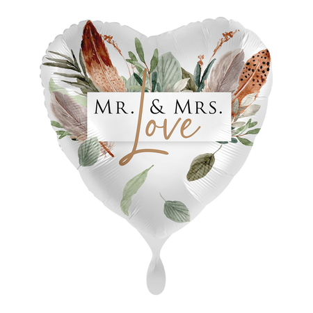 Mr & Mrs Love balon foliowy serce 18 cali