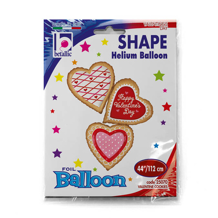 Balon foliowy 3 serca ciasteczka Walentynki 44 cale