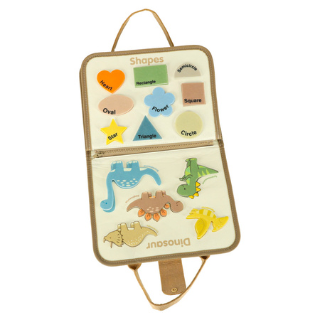 Tablica manipulacyjna sensoryczna montessori walizka dinozaury