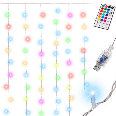 Girlanda KURTYNA Świąteczna LED 3x3m 200 multi LED+pilot