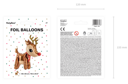 Renifer balon foliowy stojący 50x62 cm