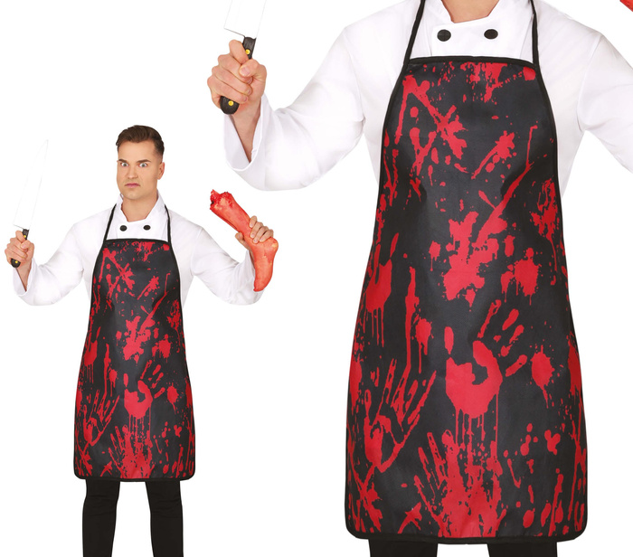 Zakrwawiony fartuch rzeźnika czarny Halloween