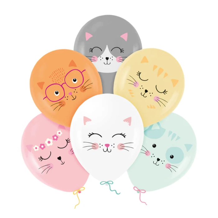 Balony gumowe Kotki  12 cali 6 szt.