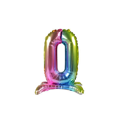 BALON foliowy stojący CYFRA tęczowa 38 cm PartyTime