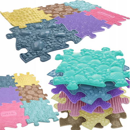 Maty ortopedyczne - mata podłogowa sensoryczna zestaw 6 elem. Baby Set pastel