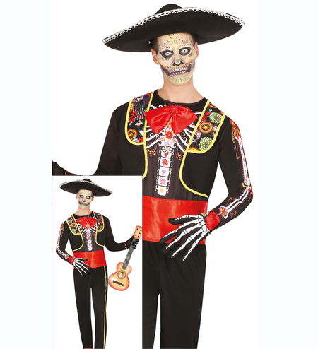 Strój męski Halloween Szkielet Kościotrup Mariachi