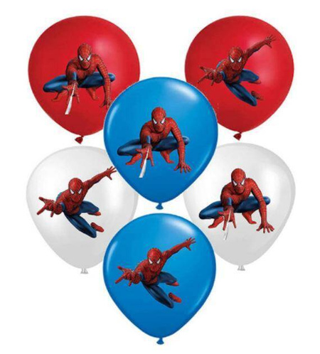 Spiderman balony gumowe z nadrukiem 6 szt. mix