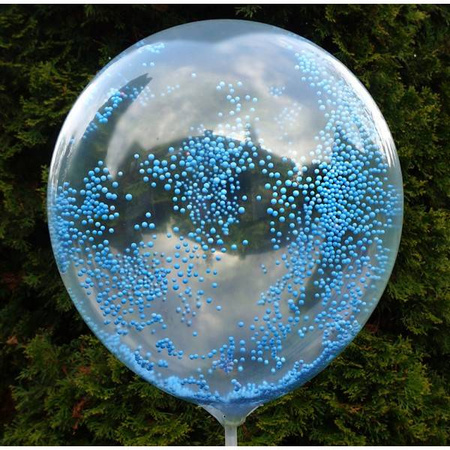 Balon przezroczysty z piankowymi kuleczkami 1 szt. - kolor do wyboru