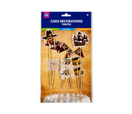 Toppery dekoracyjne, pikery na imprezę Piraci 9 szt.