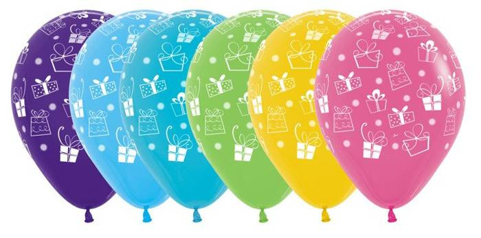 Balony Sempertex Prezenty 12'' 12 szt Mix kolorów