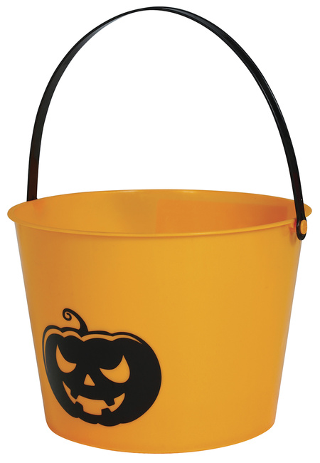 Wiaderko pomarańczowe z dynią świecące Halloween