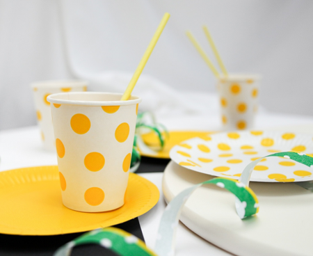 Kubeczki papierowe GROSZKI żółte 250 ml 6 szt.