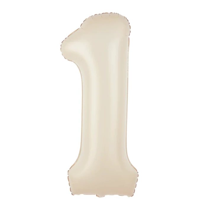 Balon foliowy CYFRA 1 kremowy satynowy 100 cm