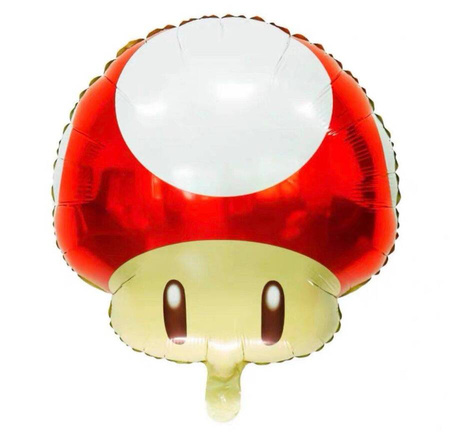 Balon foliowy grzybek Super Mario czerwony 47 x 50 cm 