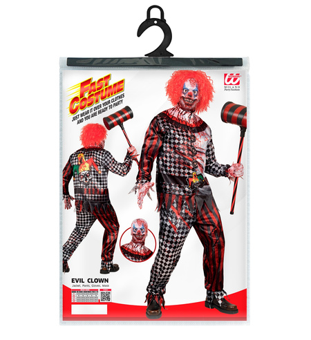 Zły Klaun Halloween szybki strój dla dorosłych