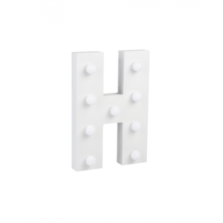 Świecąca Litera LED "H" Light Letter, drewniana biała 17x12 cm