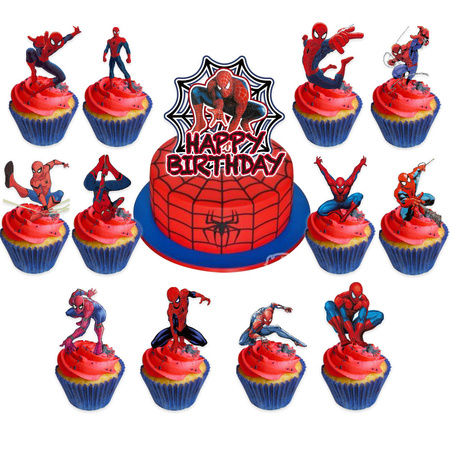 Dekoracje do muffinek pikery DIY Spiderman 13 szt.