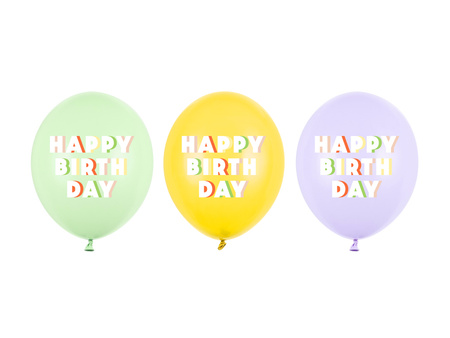 Balon lateksowy pastelowy Happy Birthday 1 sztuka 12 cali 30 cm mix kolorów