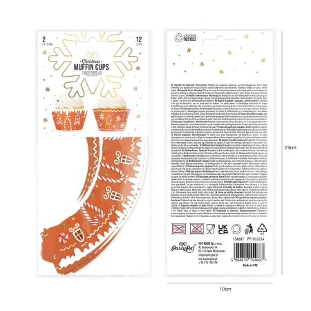 Dekoracja ciasta - papilotki do muffinek świąteczne Pierniczki- Boże Narodzenie 12 szt.