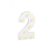 Świecąca Cyfra LED "2" Light Letter, drewniana biała 17x12 cm