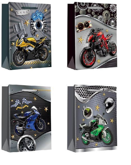 Torebka prezentowa Motor Motocykle 32x26x10 cm mix wzorów.