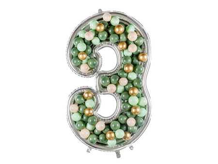 Szablon Forma foliowa do balonów cyfra 3 srebrna, 126 cm