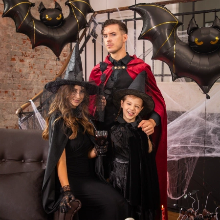 Nietoperz balon foliowy czarny ze złotym zdobieniem 85x150 cm