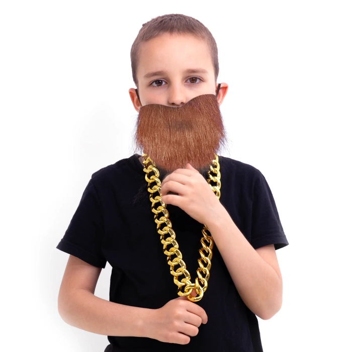 Sztuczna brązowa broda krótka na gumce