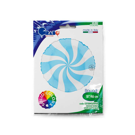 Balon Grabo 18'' Round Swirly White Matte Blue